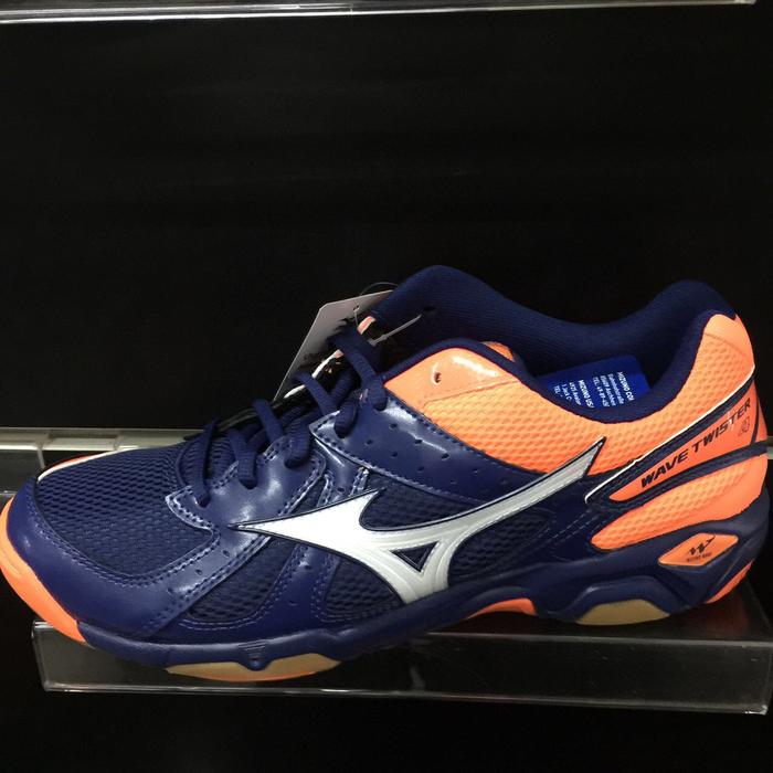 Harga Spesial!! Sepatu Volley Mizuno Original Wave Twister 4 Blue Depthsorange Murah - ready stock