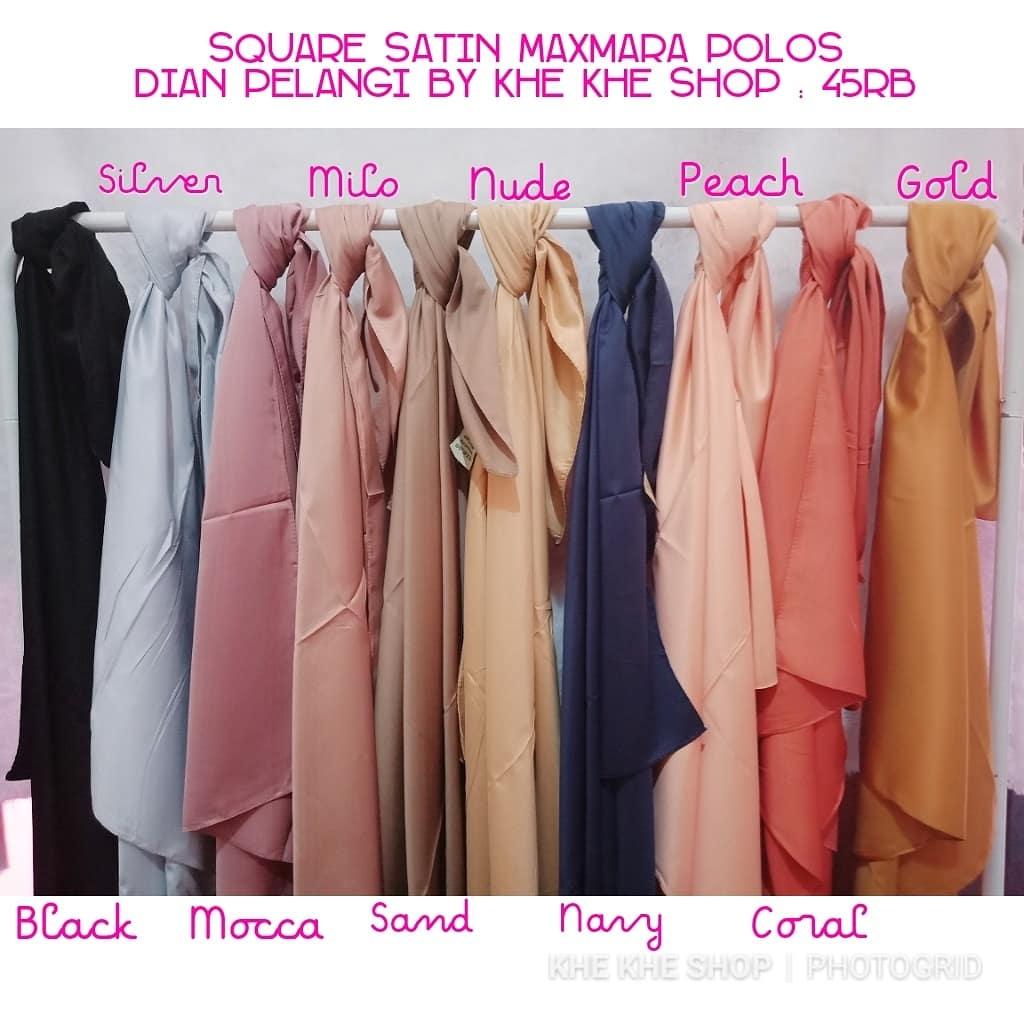 Hijab Square Segiempat Satin Maxmara Polos Dian Pelangi by Khe Khe Shop