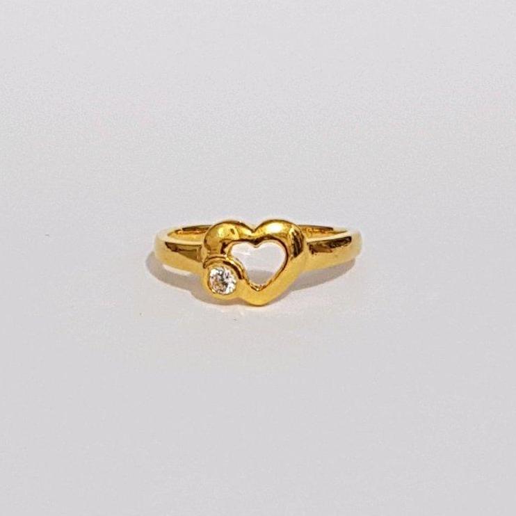 Size 6 Cincin Emas Asli Kadar 875 Love Permata Perhiasan Emas Wanita