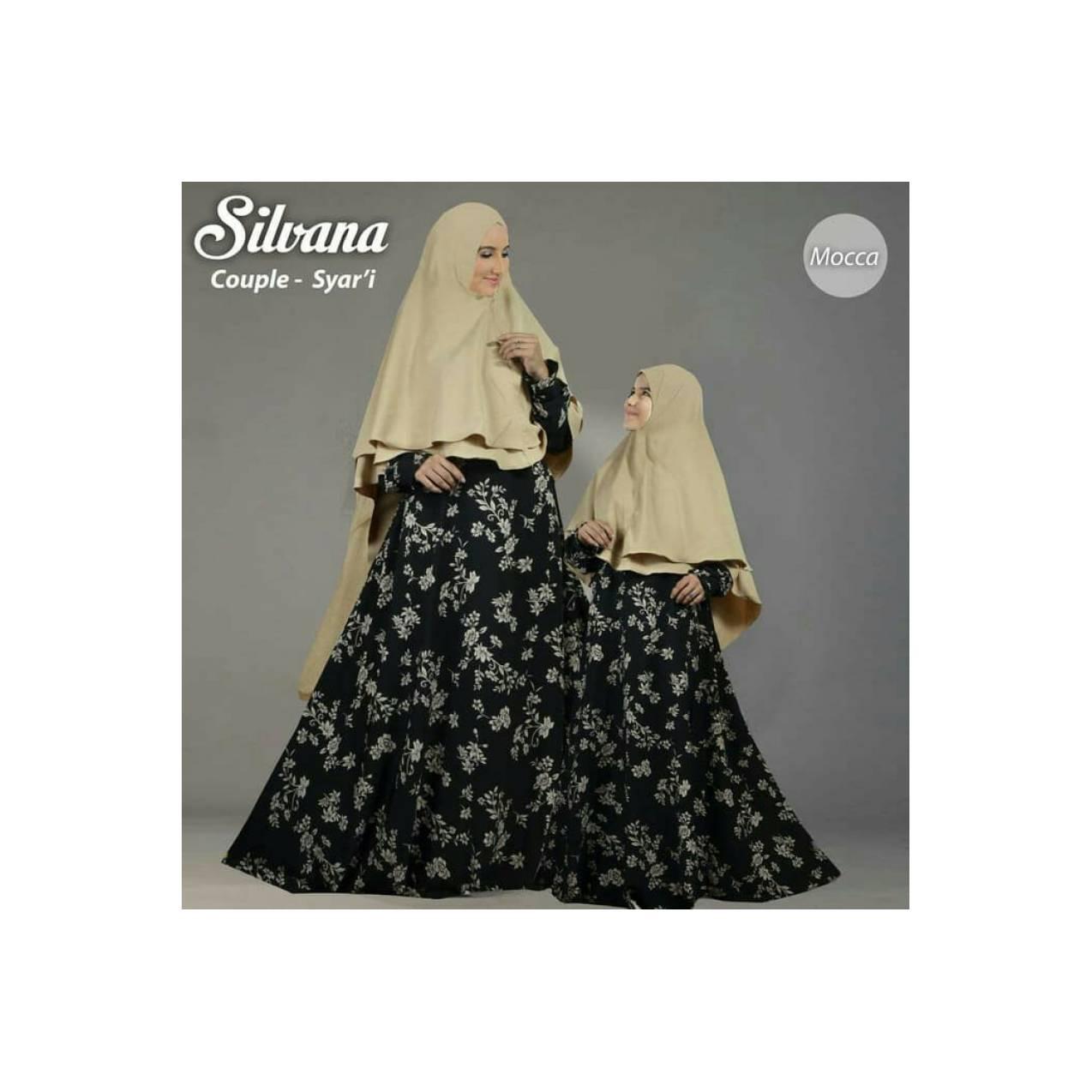 gamis syari couple sillvana mocca murah / baju setelan ibu anak muslim
