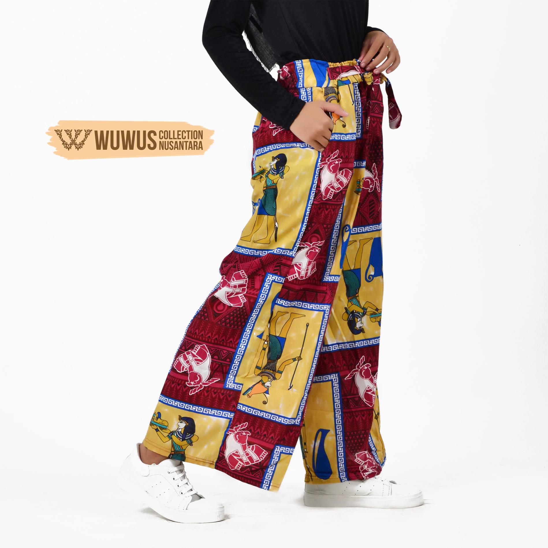 Wuwus - Kulot Katun Basic Kulot Motif Etnik Topeng Bunga Ribbon Terima Grosir