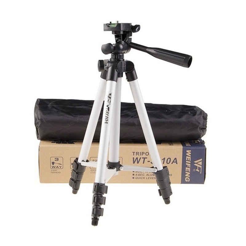 Weifeng Portable Tripod Stand 4 Section Aluminium Legs with Brace WT-3110A + FREE holder U- Silver