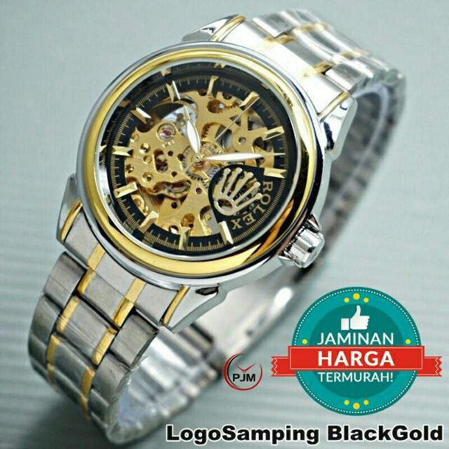 Rolex Automatic Skeleton Transparan | Tali Rantai | Jam Tangan Pria Mesin Matic Otomatis
