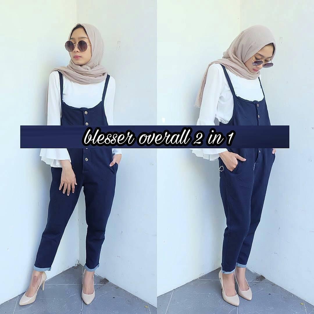 New Baju Original Blesser Overall Celana Jumsuit Setelan Atasan + Rok Fashion Wanita Pakaian Muslim Cewek Hijab