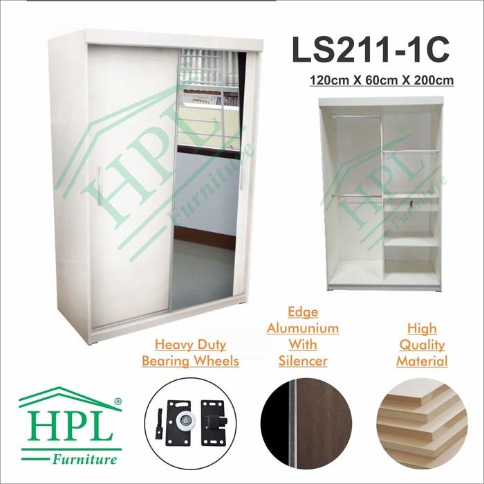 Lemari Pakaian HPL Sliding 2 Pintu Putih Glossy+Kaca 1 Pintu LPS-206 @ lemari pakaian kayu jati plastik anak portable minimalis plastik murah gantung sliding bayi