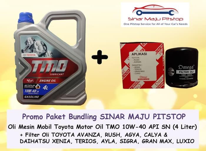 Paket Bundling OLI TMO TOYOTA MOTOR OIL 10W-40 API SN 4 LITER & Filter Oli MOBIL DAIHATSU XENIA - DAIHATSU TERIOS - DAIHATSU AYLA - DAIHATSU SIGRA - DAIHATSU GRAN MAX - DAIHATSU LUXIO ORIGINAL
