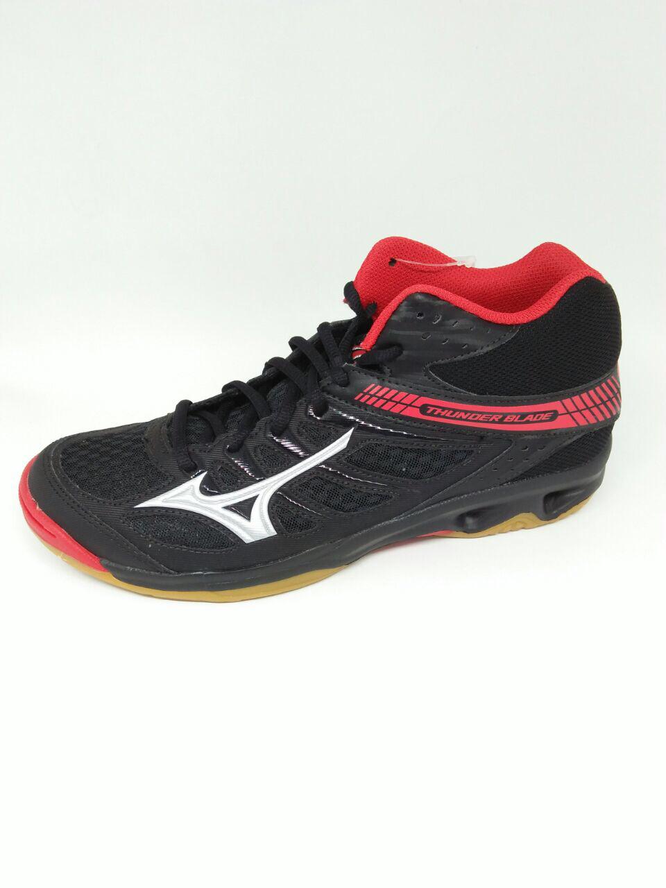 Sepatu volley mizuno original Thunderblade MID black silver red new