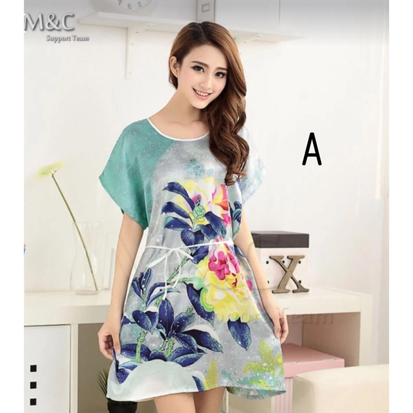 Daster Bajutidur Piyama Lingerie Baju tidur Satin Seksi XL Pink Cantik