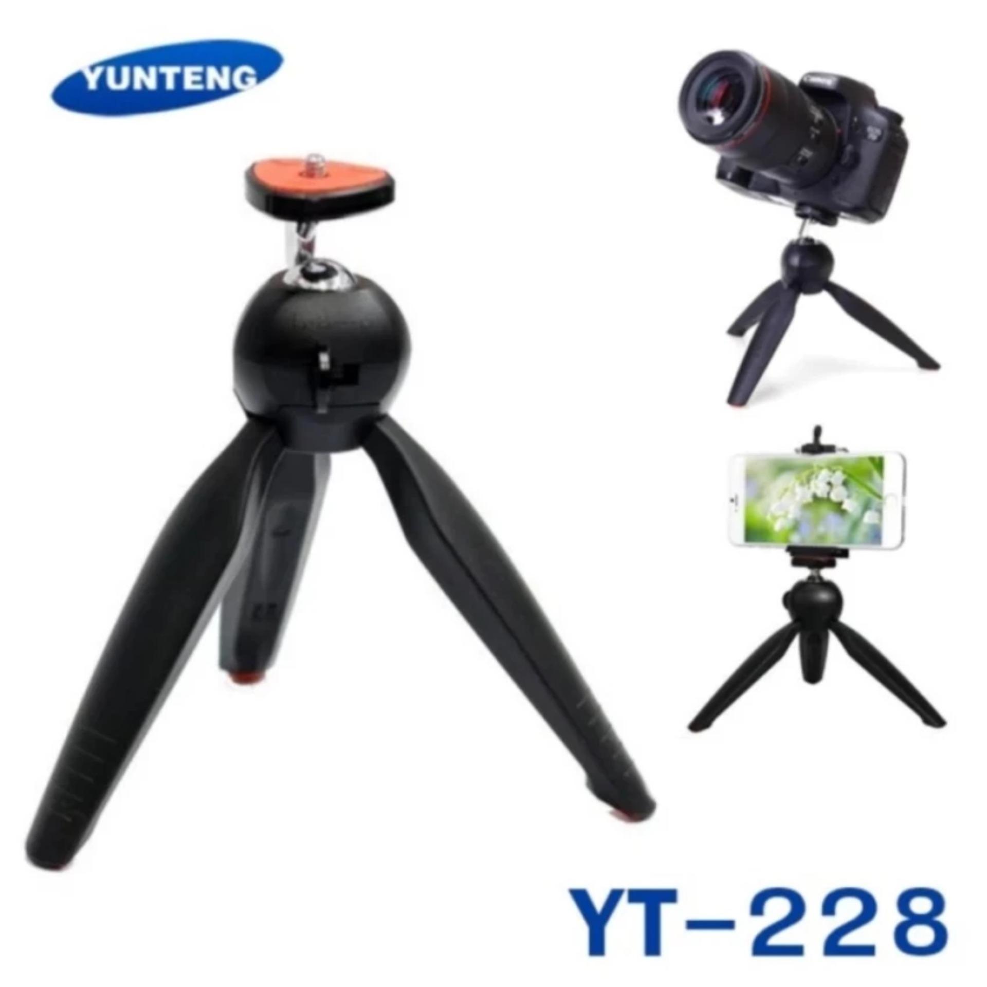 Mini Tripod Yunteng YT-228 + Holder HP DSLR Kamera Xiaomi Yi Handphone