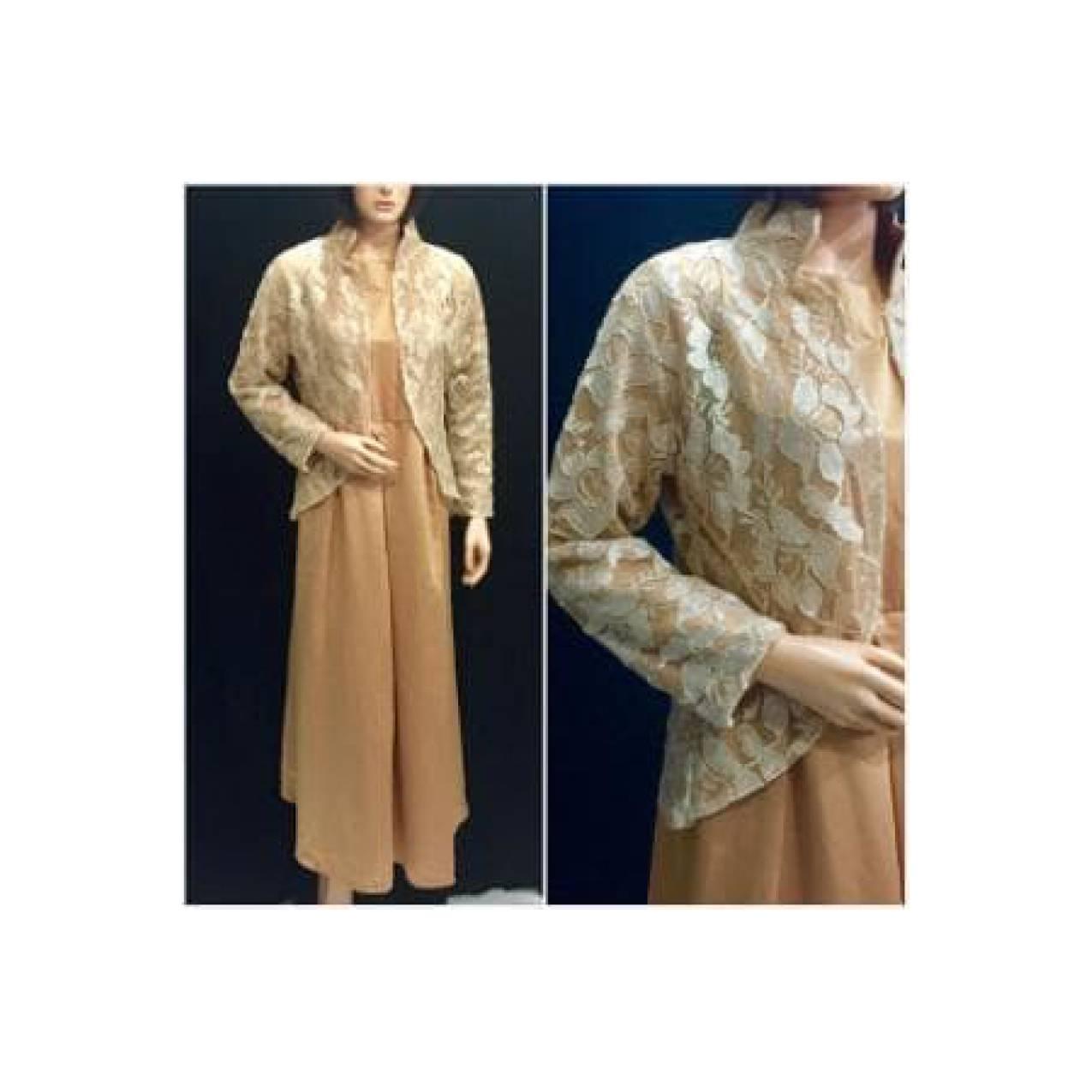 Gamis Mewah Setelan 1 SET Outer Brukat. Busana Muslim Modern