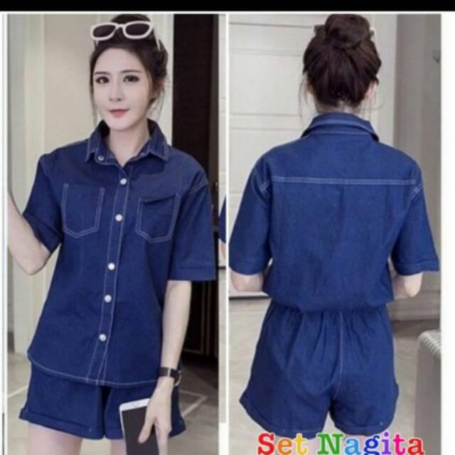 Vshop91jkt - setelan Nagita Denim Baju Denim Kemeja Denim Kaos Denim Setelan Denim Celana Pendek Denim Pakaian Denim Outfit Denim Pakaian Kantor Kemeja Kantor Kemeja Polos Kemeja Biru OOTD Biru Kemeja Kerja Baju Kerja