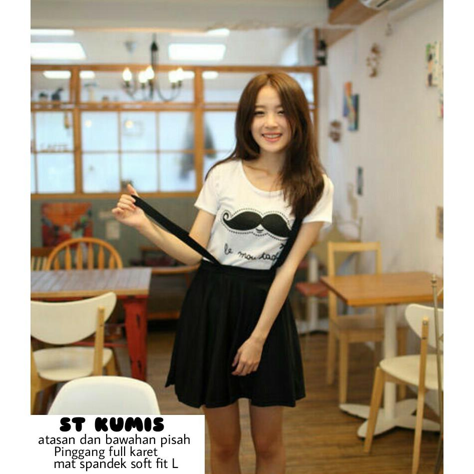 Setelan Dewasa dan Remaja Baju dan Rok Kodok Atasan remaja Baju Kodok Wanita Jumpsuit Jamsuit (misku) - Setelan Mustache 2in1 Baju Setelan Korea Setelan Wanita Moustache - Baju Murah - Baju Bangkok Murah