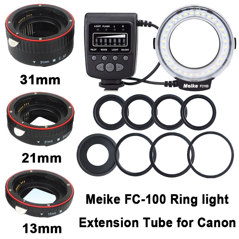 Meike FC-100 cincin Merah logam AF makro fokus otomatis tabung ekstensi/kring untuk CANON