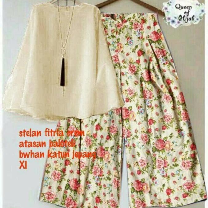 SET KULOT FITRIA CREAM BUSANA MUSLIM SETELAN KULOT MUSLIM TERBARU - KLDGNJS