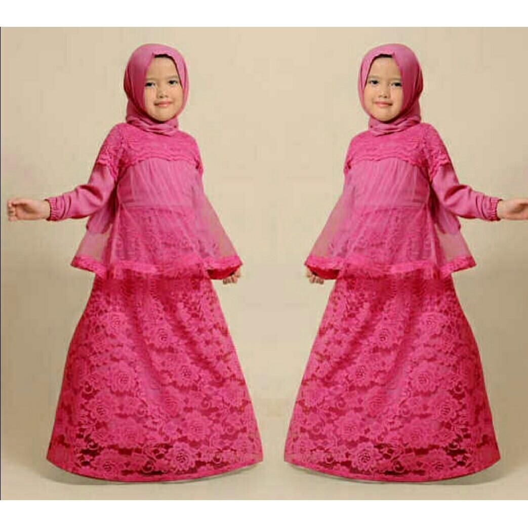 TOSERBU Gamis Girl ELAKIDS FANTA + PASHMINA (Usia 2-4 Thn) - Spandek Brokat