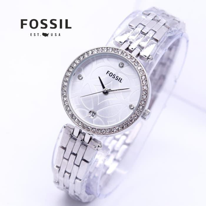Jam Tangan Wanita Fossil FS-1023 Tanggal Rantai - SilverPutih