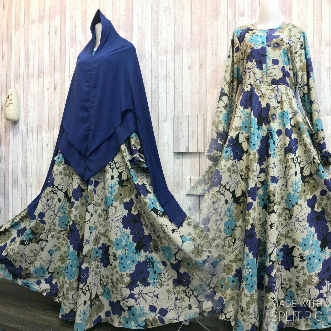 Adzra Gamis Murah syari /busana muslim wanita - Atifa Dress - Biru