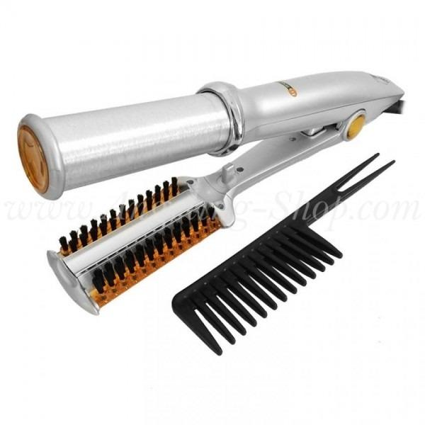 Bos Online Catok Instyler 2 in 1 Pelurus dan Pengeriting Rambut + Sisir Ion