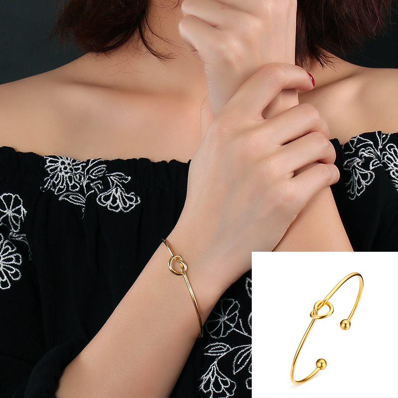 Gelang Wanita Korea Versi Fashion Sederhana Love Knot End Tangan Terbuka Perhiasan Siswa Pacar Kecil Segar Gelang Gelang- INTL
