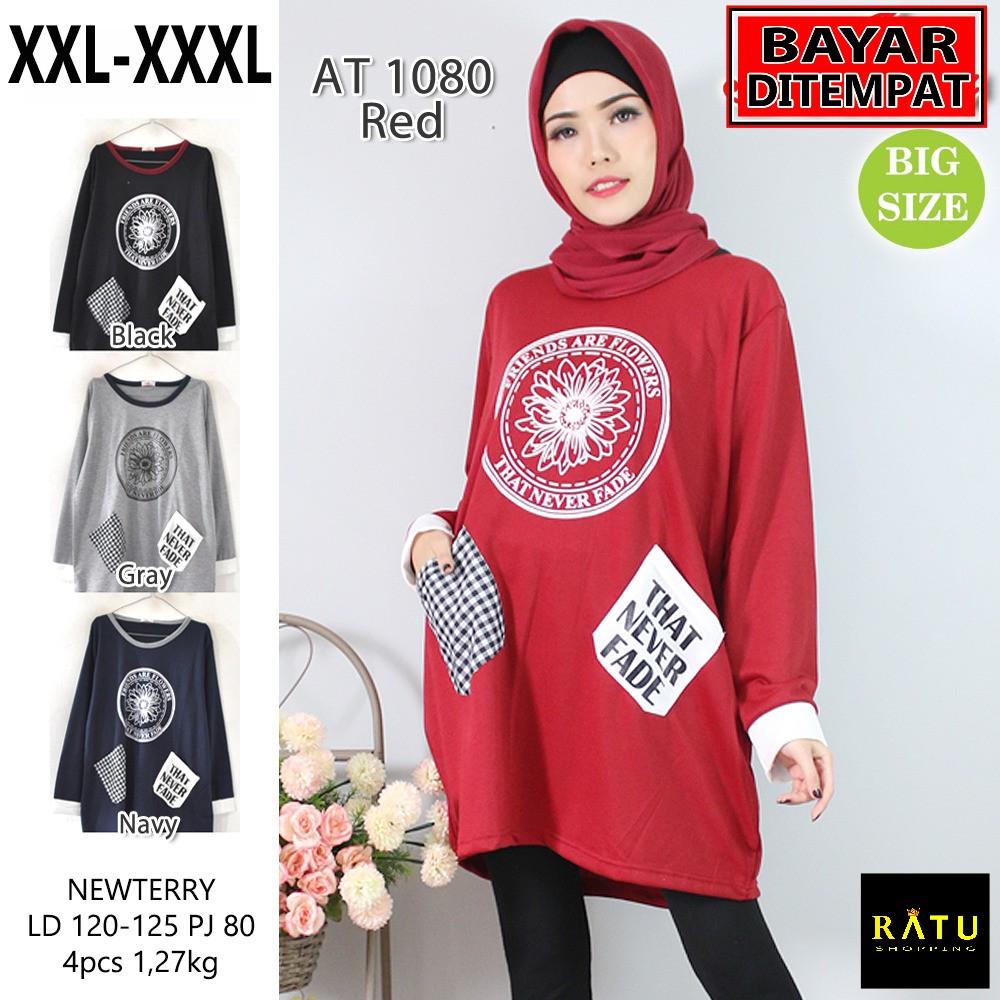 RATU SHOPPING Blouse jumbo xxl xxxl newterry mutiara aT1080 lengan panjang polos spandek premium quality / atasan polos / Kaos jumbo / atasan jumbo xl xxl / kaos casual / kaos harian / baju santai / blouse simple / blouse santai