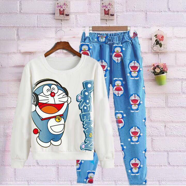 F Fashion Baju Kodok Wanita Setelan Dora Music / Baju Setelan / Baju Jamsuit / Celana Joger / Celana Katun / Baju Doraemon / Baju Kodok / Kaos Bagus / Baju Santai