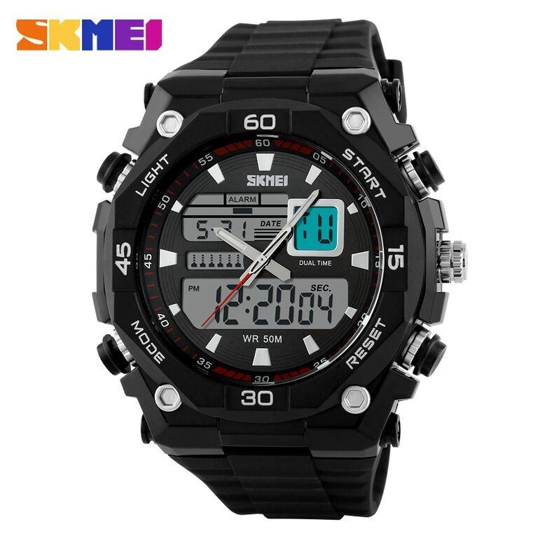 SKMEI Casio Men Sport LED Watch Water Resistant 50m AD1092 Jam Tangan Pria Sporty Jam Tangan SKMEI Original Jam Tangan Digital Analog Dual Time Jam Tangan Anti Air