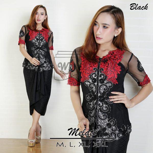 Stelan kebaya bordir melati terbaru plus rok lilit / kebaya modern / kebaya pesta