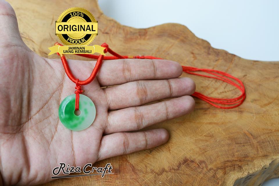 Kalung Liontin Batu Akik Giok Hijau Tali Merah Cina China Asli Alam Natural Unik Keren Pria Wanita Cowok Cewek Kualitas Terbaik