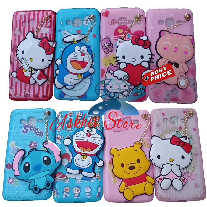 Case 4D karakter + Gantungan + Mirror Compatible For Samsung J2 Prime soft 3D boneka