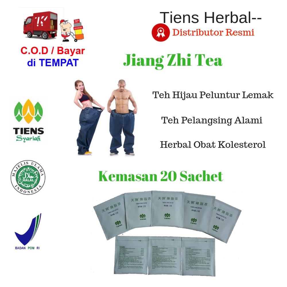 Tiens Herbal-- Jiang Zhi Tea / Teh Hijau / Teh Pelangsing Badan / Teh Diet / Penghancur Lemak / Obat Kolesterol Herbal / Obat Diet Herbal / Paket Hemat 20 Sachet + GRATIS Member Card TH--