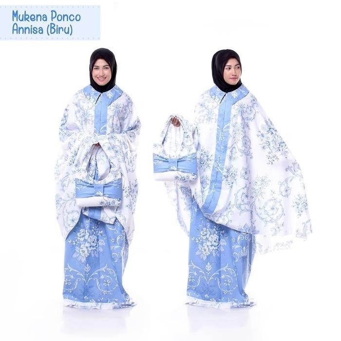Mukena Dewasa Katun Jepang Ponco ANS Biru (TANPA KEPALA)