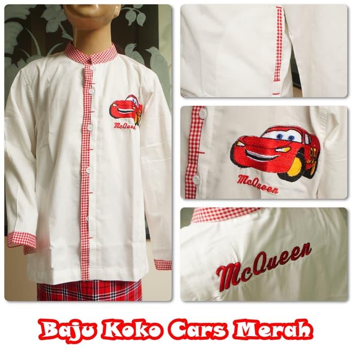 Baju Koko Cars Merah XXL / baju koko / baju koko anak / baju muslim / baju koko karakter / baju koko murah / baju koko keren / baju koko lucu / baju koko berkualitas