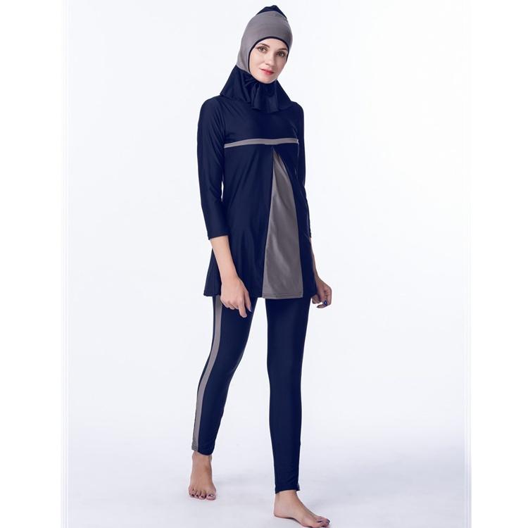 Desain Unik Perut Tersembunyi Wanita Sederhana Muslim Burkini 3-Pieces Hindu Yahudi Jilbab Baju Renang Islam Wanita Baju Renang XS-XXXL (orange) -Intl