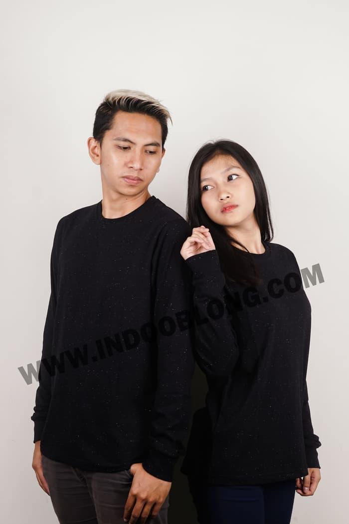 Harga Spesial!! Long Sleeves Black Polka Kaos Polos Oblong Premium Cotton 30S - Hitam, S - ready stock