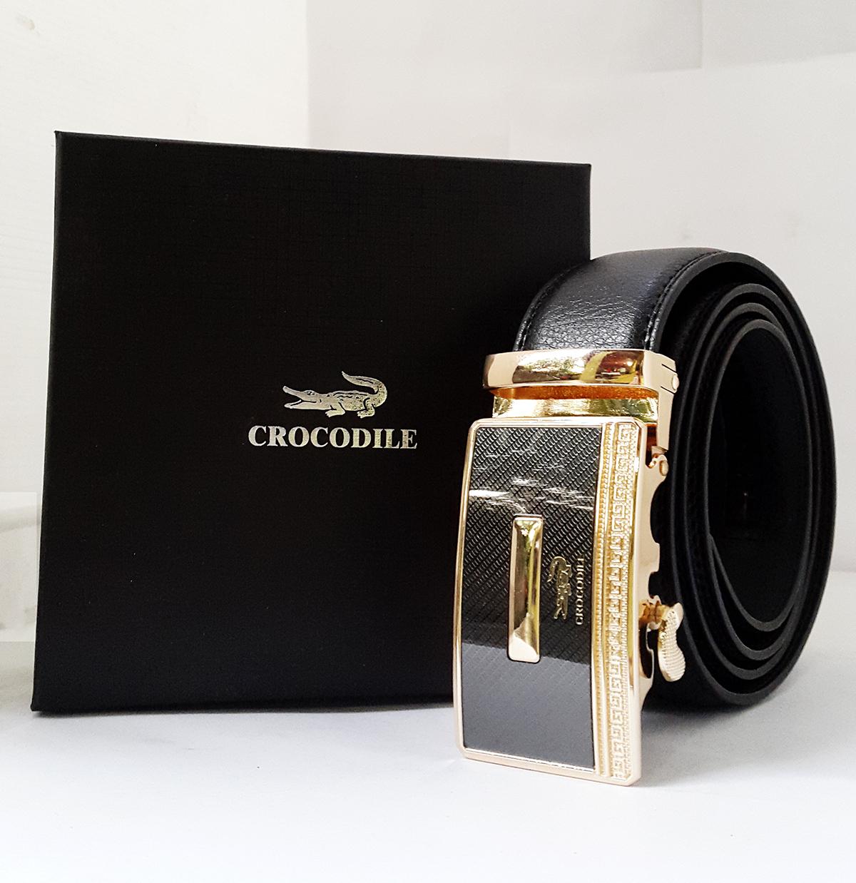 Ikat Pinggang Gesper Pria Import Branded Crocodile Gold  Exclusive Premium