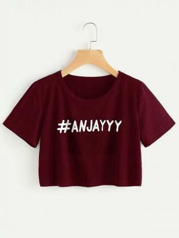 Hoziro - Baju / Atasan / Tshirt / Kaos Wanita / Kaos Crop / Kaos Pendek / Anjayyy Crop Bahan Spandek Soft