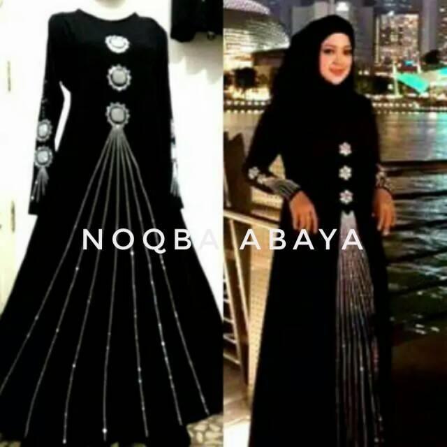 Abaya Dress Gamis Jubah Maxy Syari Singapore Swarosky Hitam Saudi Umrah Haji Saudi Arab Turki India (L Anak)