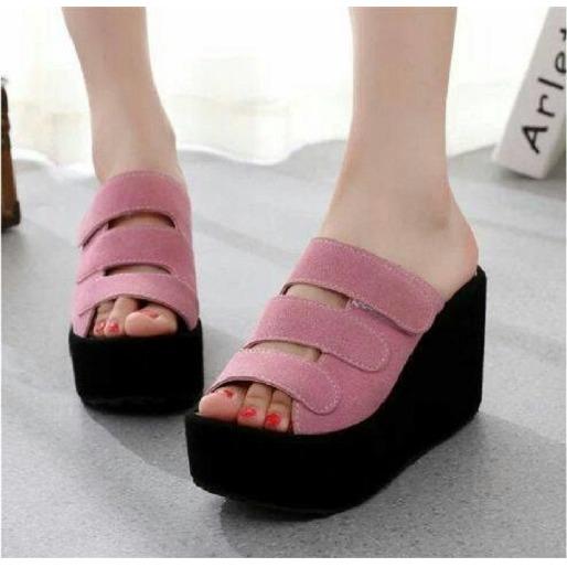 Sandal Wanita Wedges Cantik Kokop Berkualitas Terbaru Murah SDW10 Pink