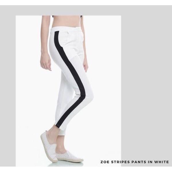 Diskon Terlaris Celana Pencil Hitam Garis Putih Bangkok Strip Pants Allsize Promo Terbaik