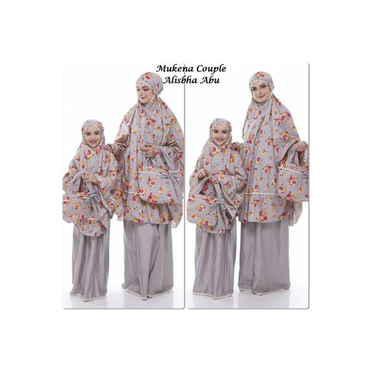 Mukena Couple Alisbha Warna Abu Mukena Ibu Anak Mukena Abu