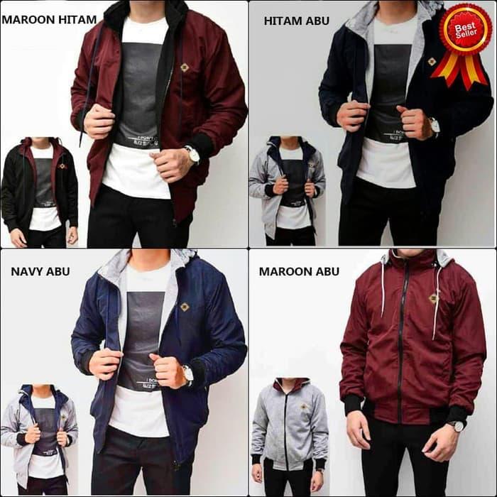 Harga Spesial!! Jaket Bolak Balik Pria Bb Dc 2In1 Parasut Fleece Size L & Xxl - ready stock