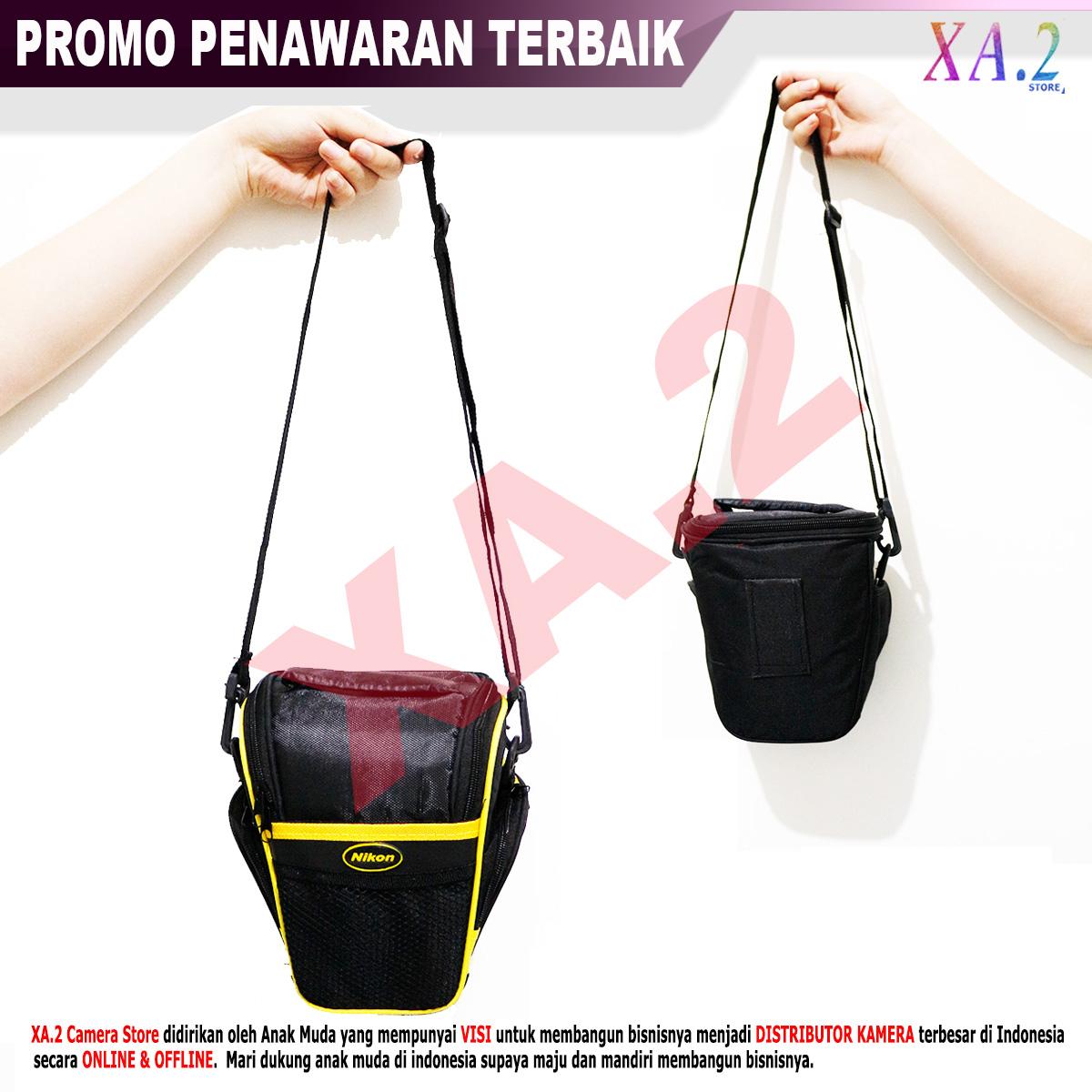 TAS KAMERA DSLR NIKON HITAM LIST KUNING