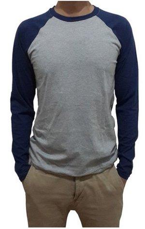 Kaos Polos Reglan Abu Lengan navy Panjang Pria dan wanita-sakato