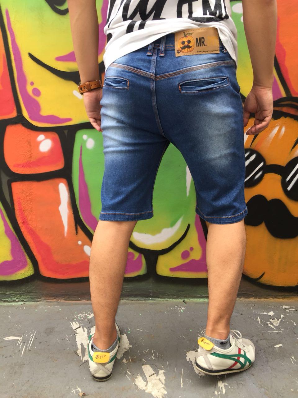 Celana pendek denim pria - Celana Jeans Pendek Mr Pumpkin Denim Original Bahan Sofjeans Straitch/melar-Best seller