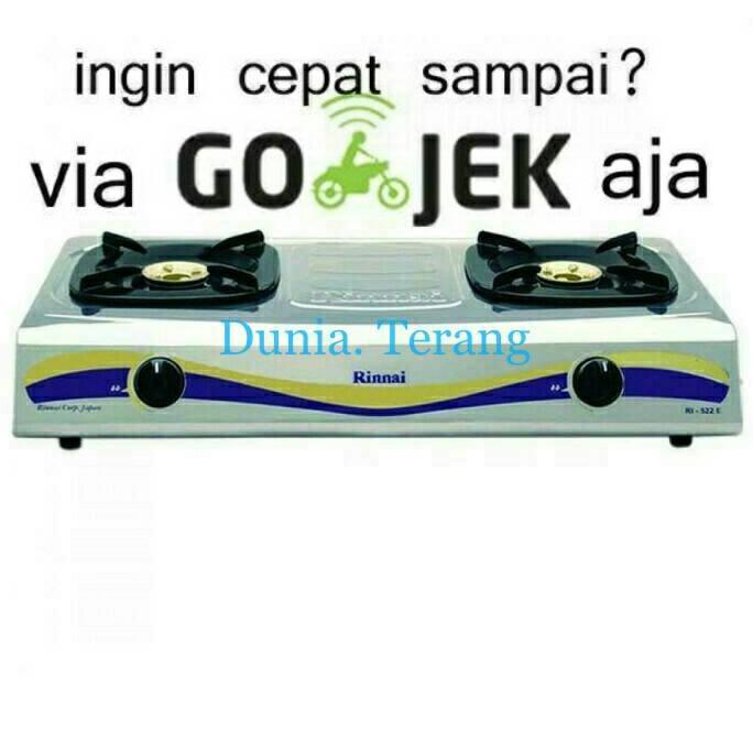 Alat Masak Kompor Gas Rinnai Stainless 2 Tungku Burner Kuningan / Rinnai Ri 522E Stok Terbatas !!