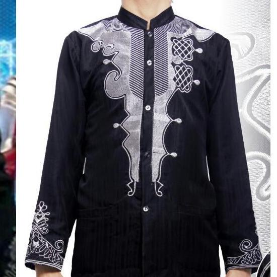 Baju Koko Black Panther Full Bordir - Hitam
