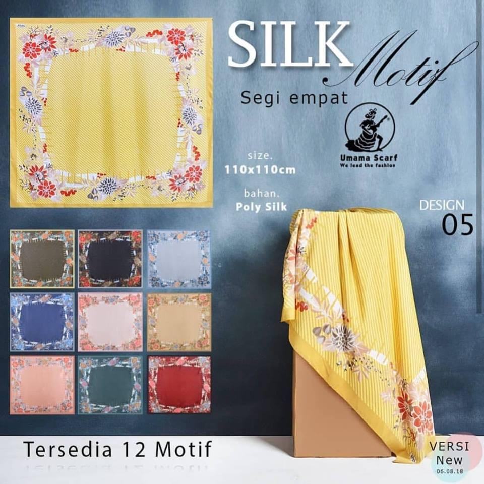 Hijab Segi Empat Motif bunga garis bahan satin / Jilbab Segi Empat Motif / Kerudung Segi Empat Motif /Hijab Segi Empat Umama scarf SILK