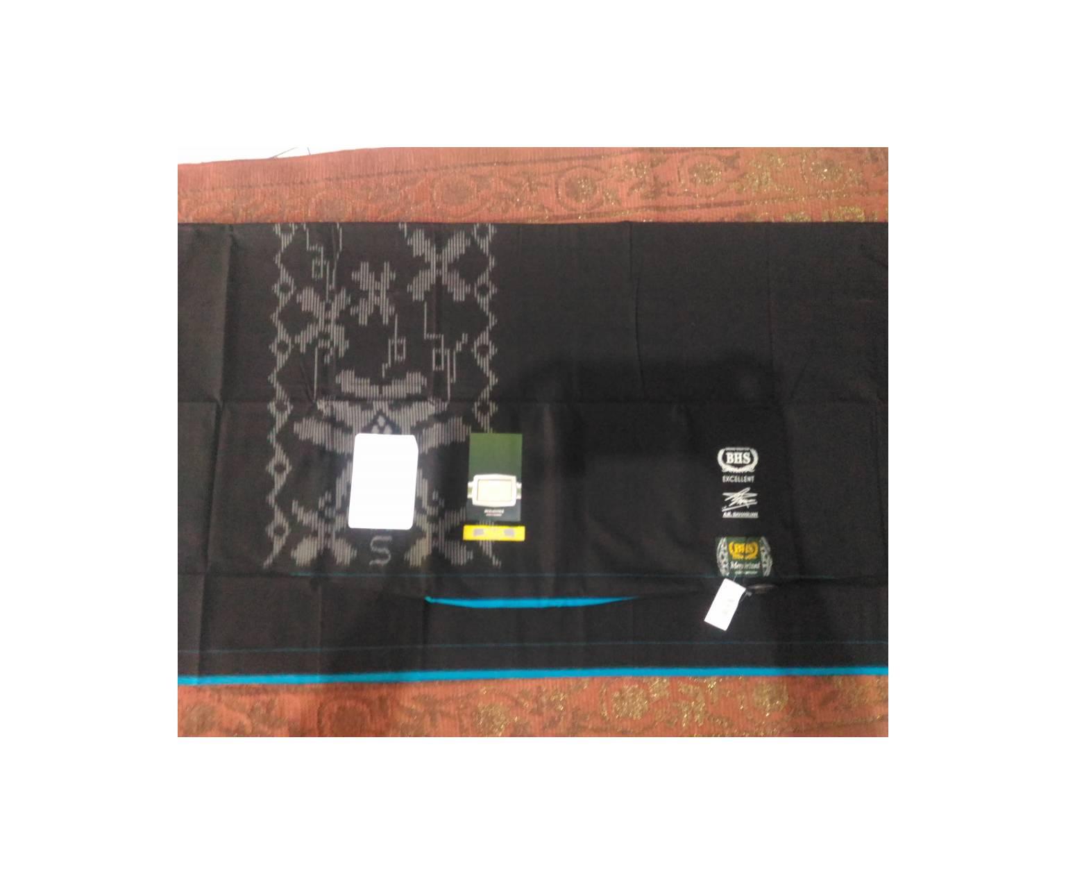 Sarung BHS Mercerized TKB Tumpal Kembang Polos Hitam 055-18Y094