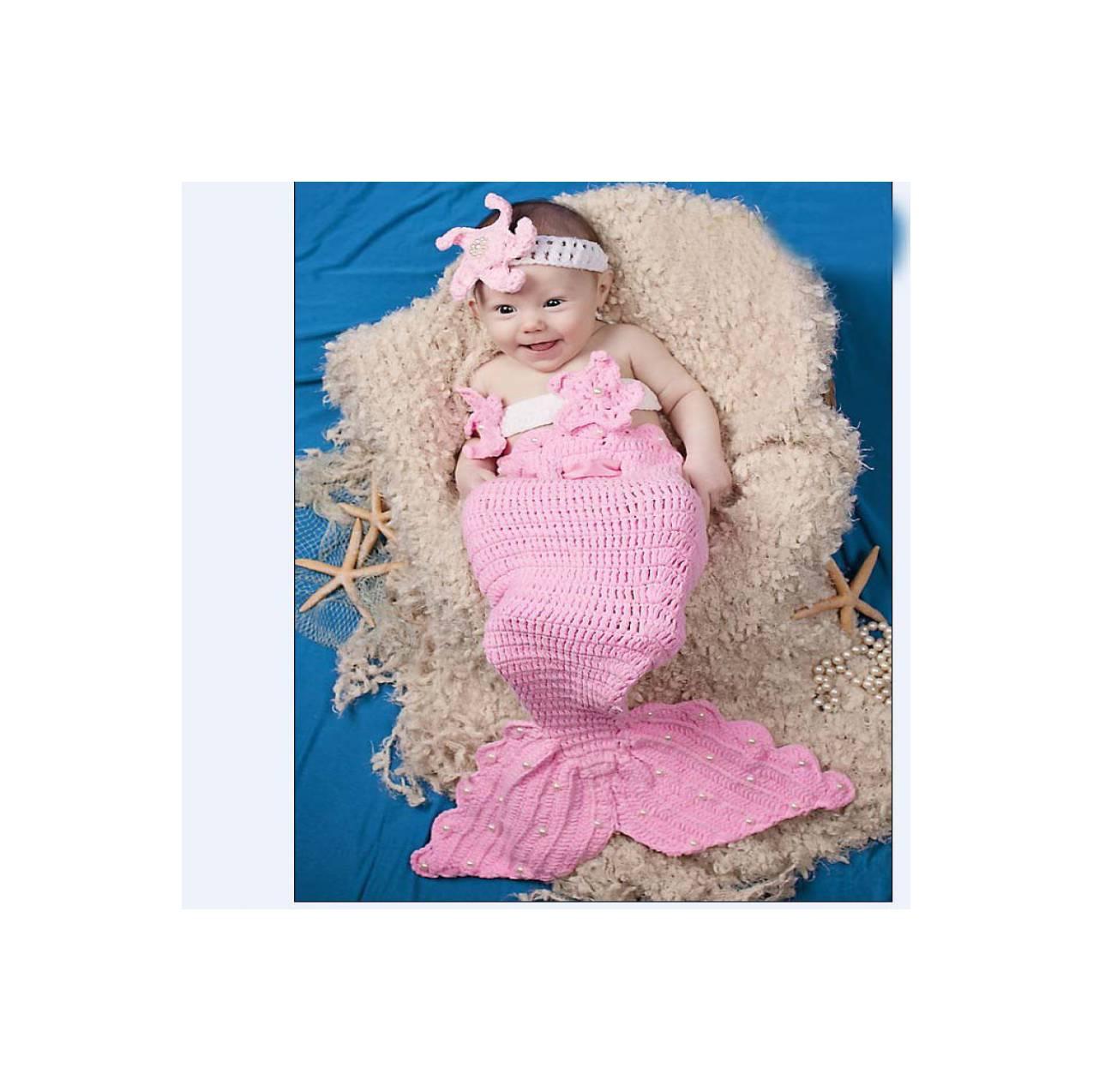 Baju Fashion Anak Baby Bayi Kostum Rajut Duyung Mermaid Softpink Photo