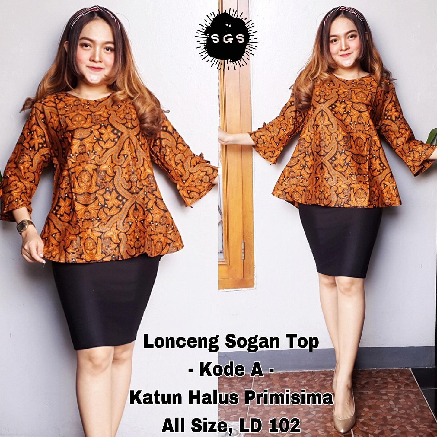 Atasan Blouse Batik Wanita - Blus Kantoran - Blus Lengan Panjang - Blus Lonceng 2A